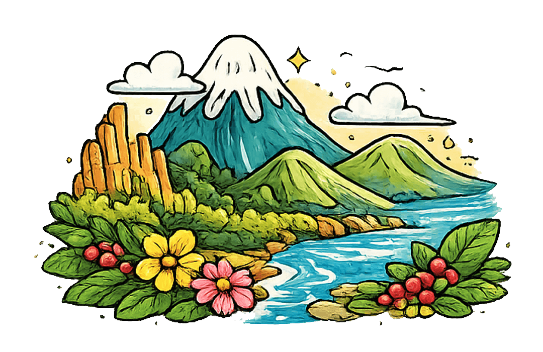 Ilustración de la esencia y raíces culturales de Periochi Café